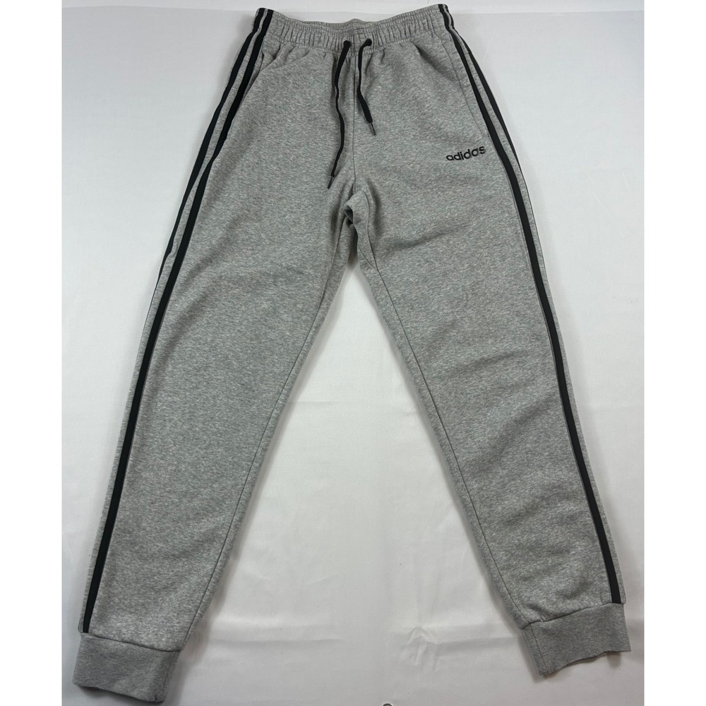 Adidas 3-Stripes Fleece Joggers Mens Size S Grey Sweatpants Pre-owned Good